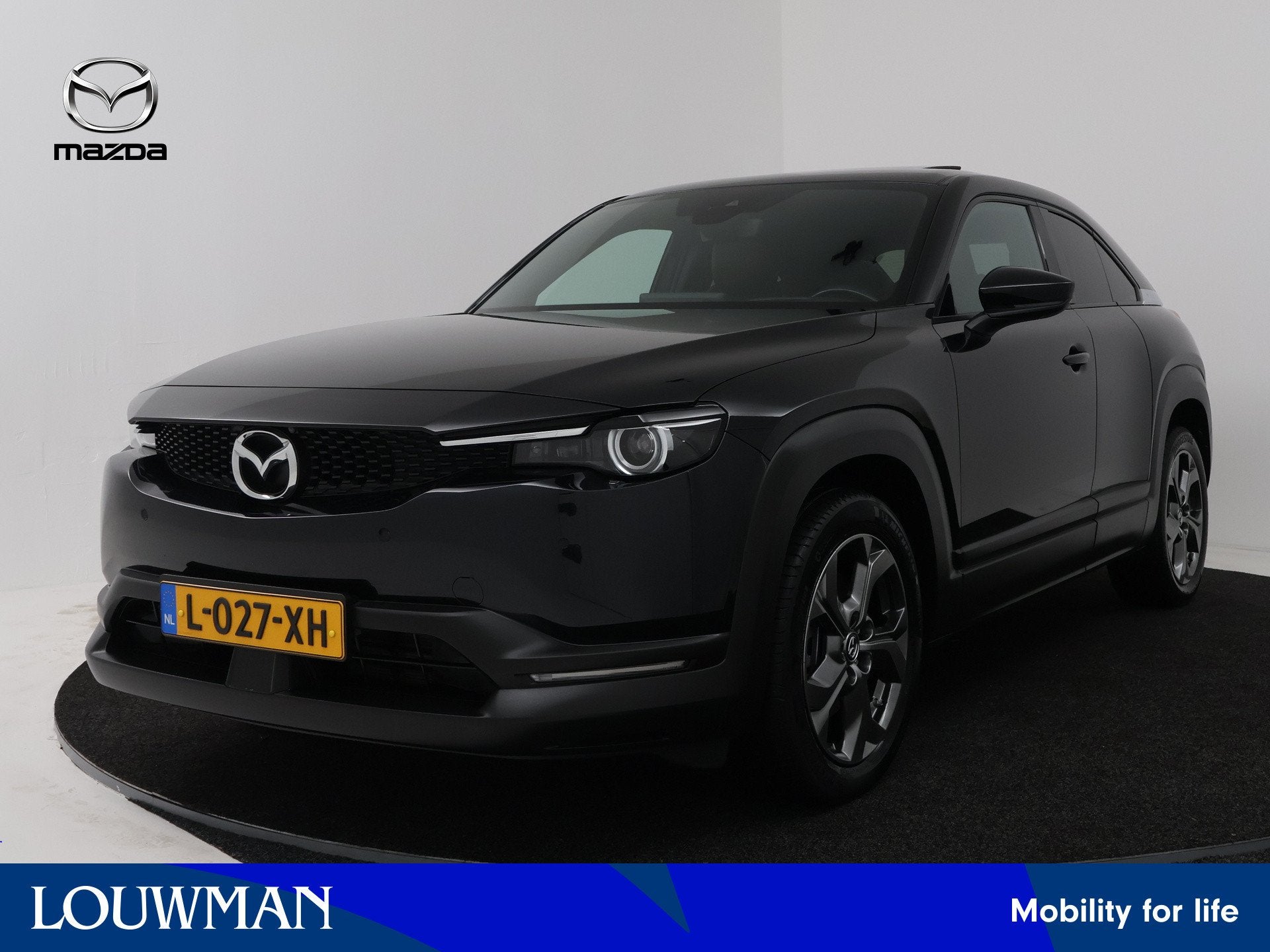 Mazda MX-30 e-SkyActiv 145 Luxury 36 kWh | Schuifdak | BOSE, Gebruikt, Leder en Stof, Zwart, Origineel Nederlands