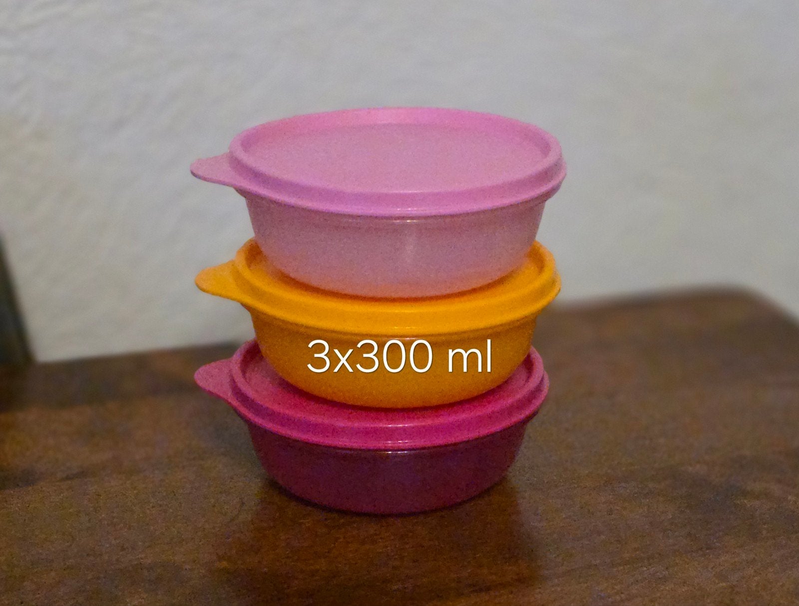 Tupperware Ruimteschaaltjes 3x300 ml - Diverse Kleuren, Overige kleuren, Schaal, Met deksel, Nieuw