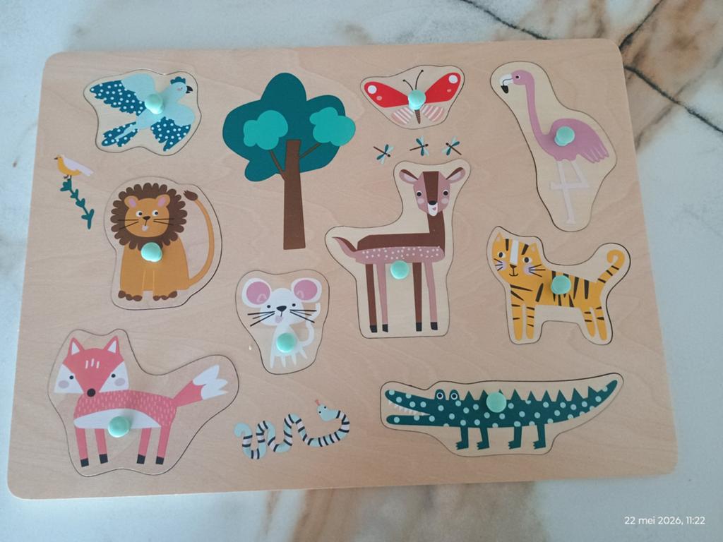 Hema Dieren Puzzel met Noppen - Hout, Ophalen, Gebruikt, Van hout, Minder dan 10 stukjes