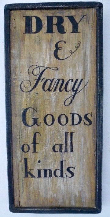 Handgeschilderd paneel / antiek vintage sign / Dry & Fancy, Hout, Decoratieobject, Zo goed als nieuw, Handgemaakt