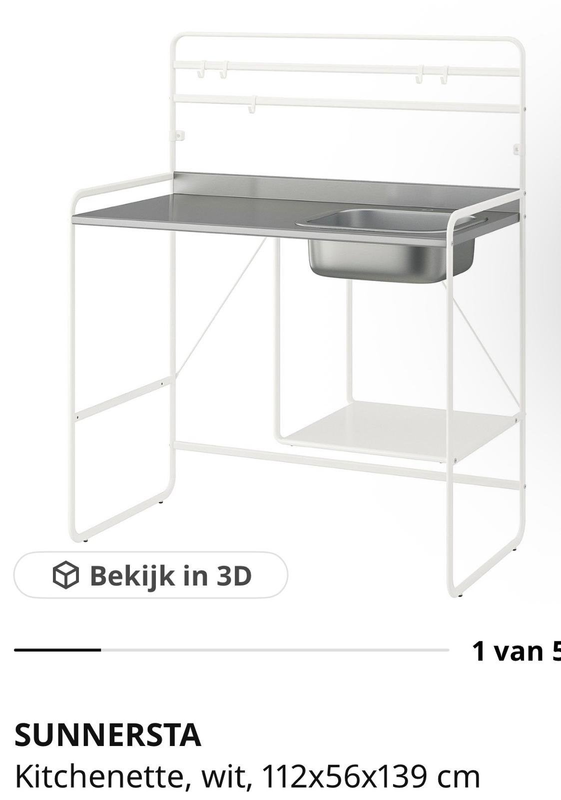 IKEA SUNNERSTA Kitchenette wit, 112x56x139 cm, Ophalen, Zo goed als nieuw, 50 tot 75 cm, Wit