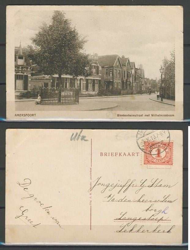 Amersfoort 1908 Blankenheimstraat Ansichtkaart f-117 jdu, Ophalen of Verzenden, Voor 1920, Gelopen, Utrecht