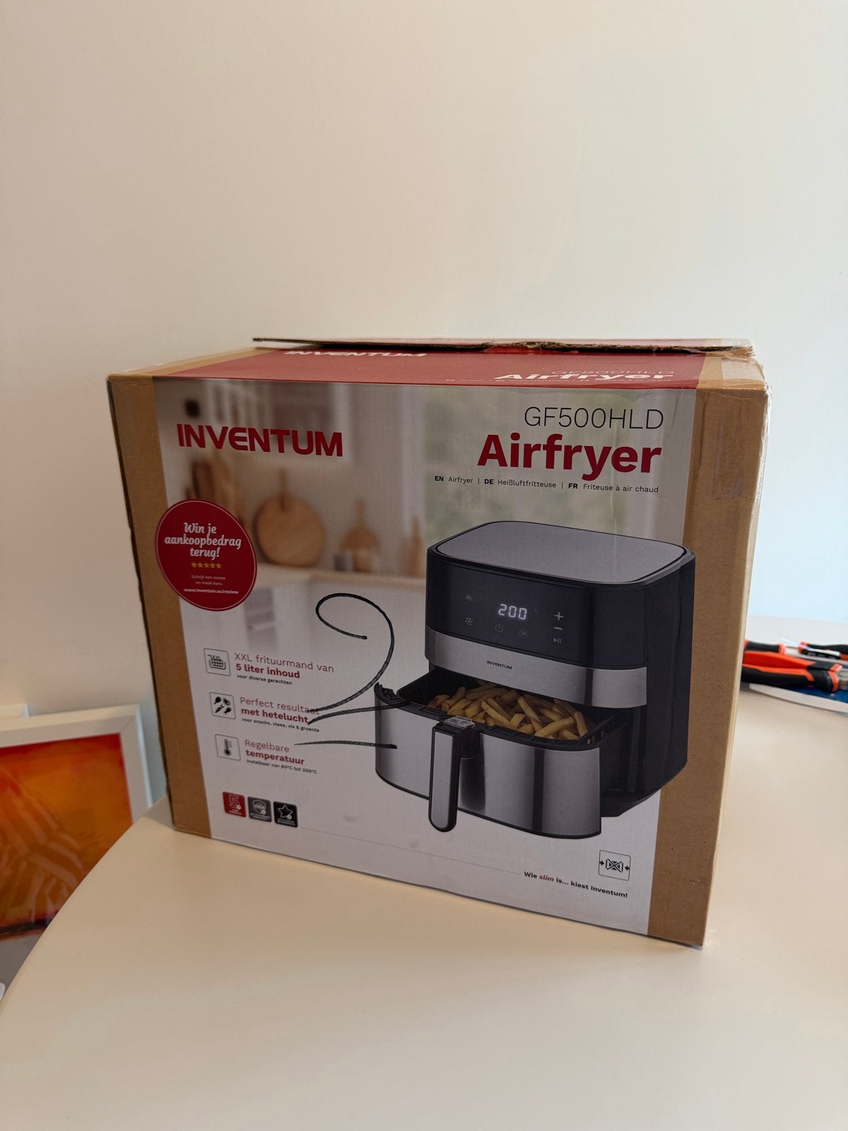 Inventum GF500HLD Airfryer XXL 5L - Nieuw in doos, 4 liter of meer, Ophalen of Verzenden, Nieuw, Uitneembare binnenpan