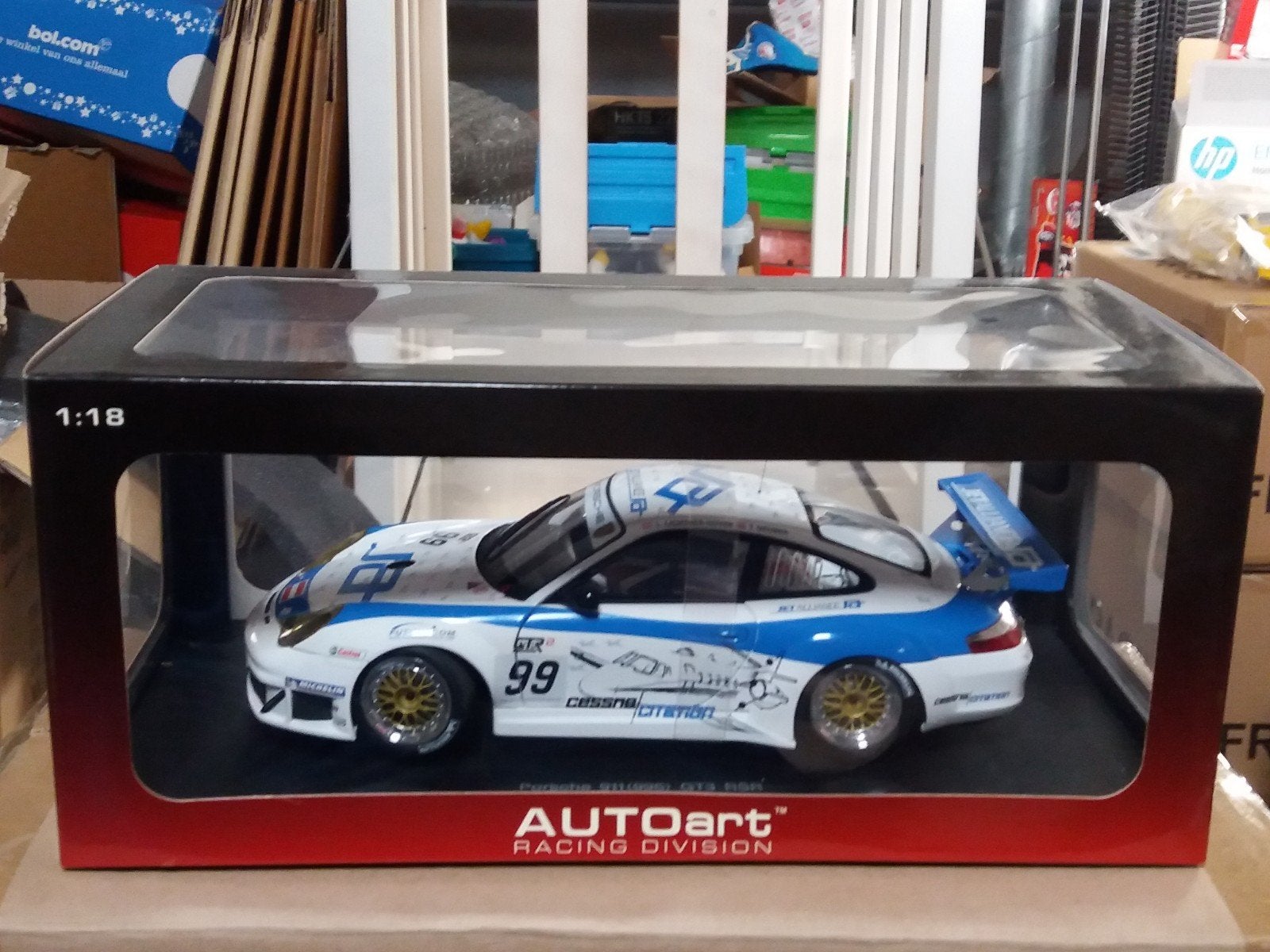 Autoart 1/18 Porsche 911 996 GT3 RSR FIA GT MULLEGA 2006 99, Hobby en Vrije tijd, Modelauto's | 1:18, Ophalen of Verzenden, Zo goed als nieuw