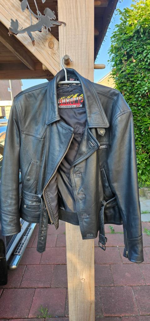 Motorjas, leer, heren maat L, Kleding | Heren, Jassen | Winter, Maat 52/54 (L), MQP, Zwart, Ophalen of Verzenden