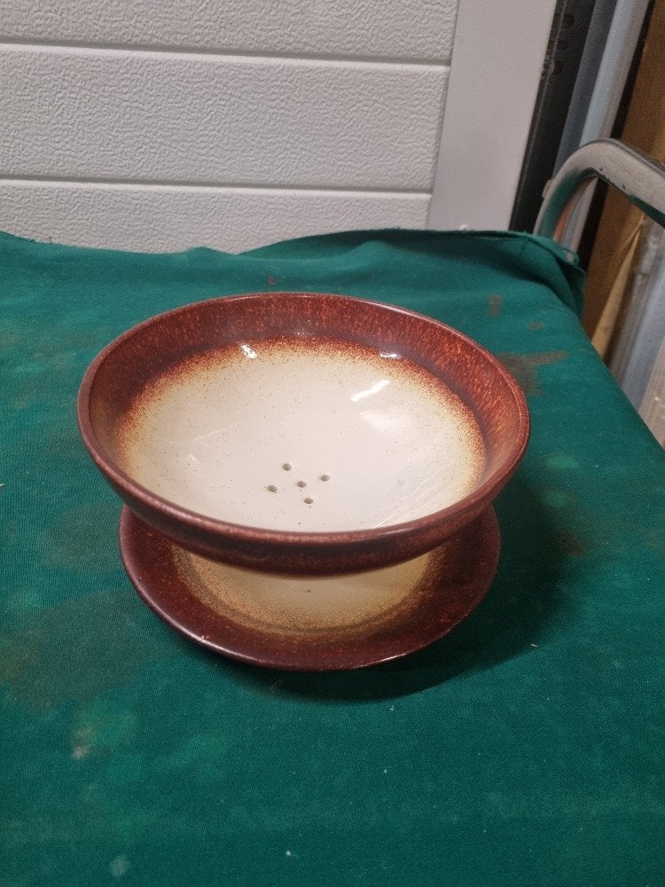 fruittest aardewerk vintage bruin creme, Antiek en Kunst, Ophalen of Verzenden