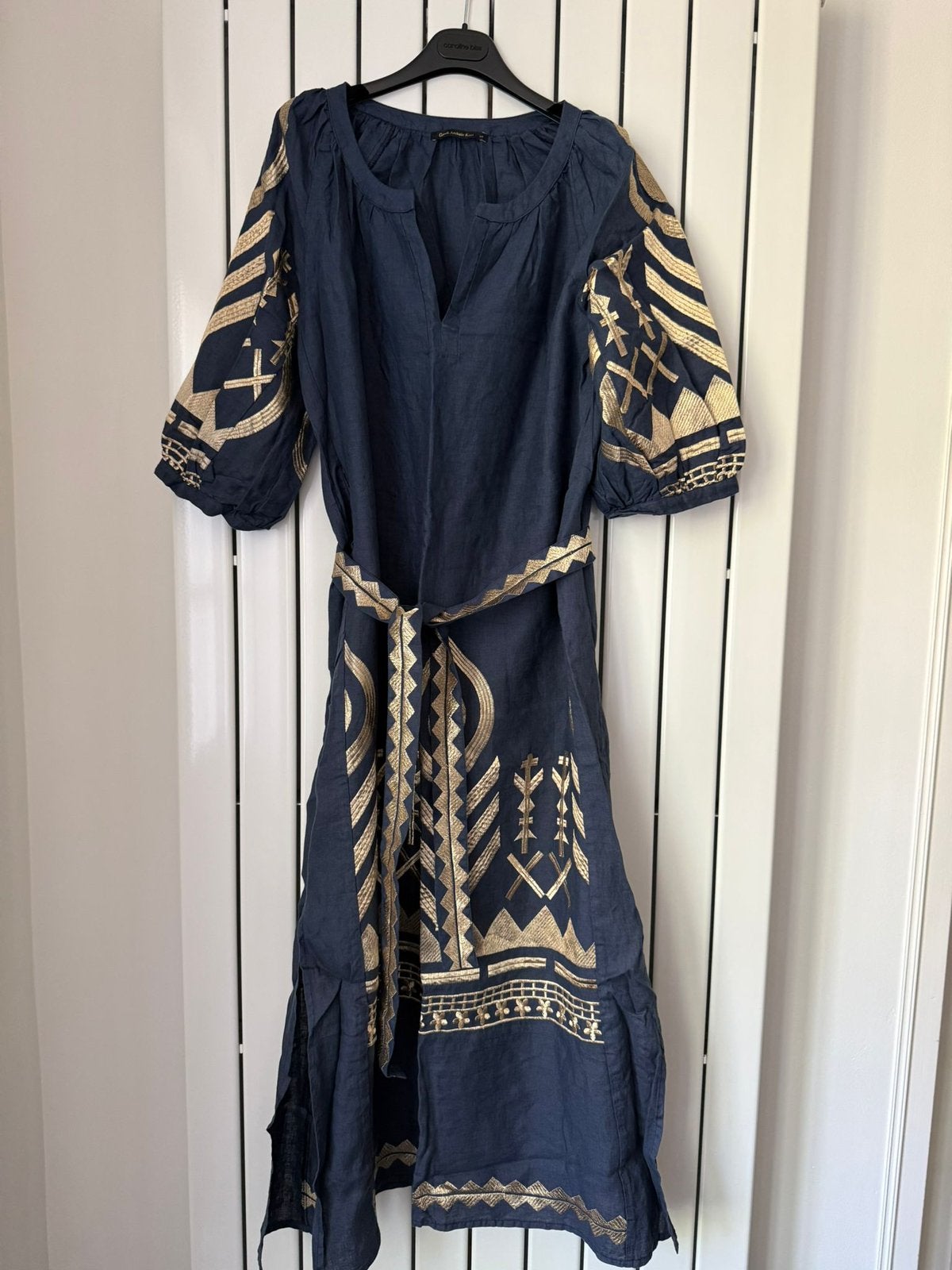 GREEK ARCHAIC KORI - Maxi Blauw | Goud Jurk | XS, Kleding | Dames, Jurken, Blauw, Ophalen of Verzenden, Zo goed als nieuw, Maat 34 (XS) of kleiner
