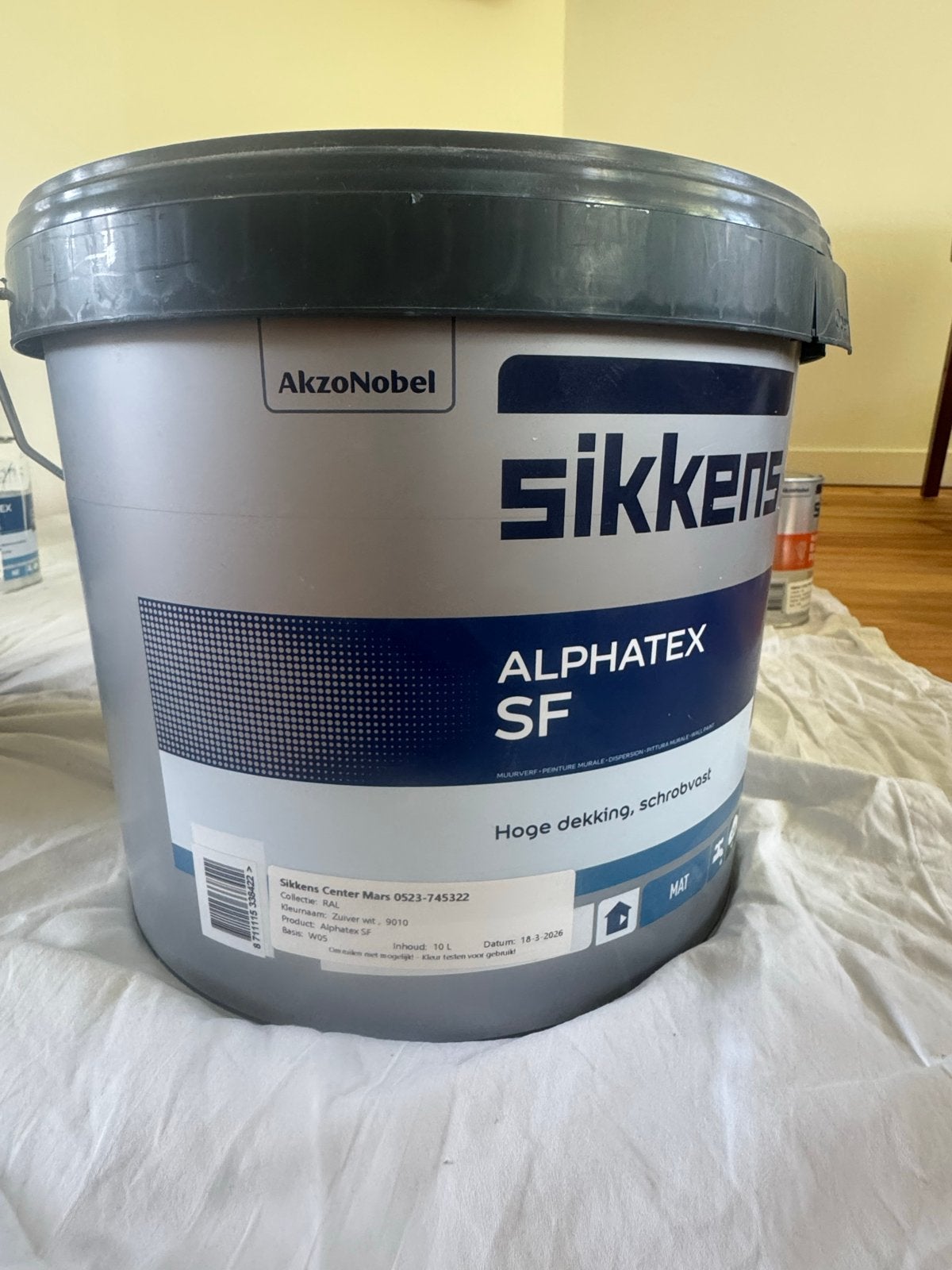 Sikkens Alphatex SF RAL 9010 - 10 Liter - Nieuw & Ongeopend, Ophalen, 5 tot 10 liter, Wit, Nieuw