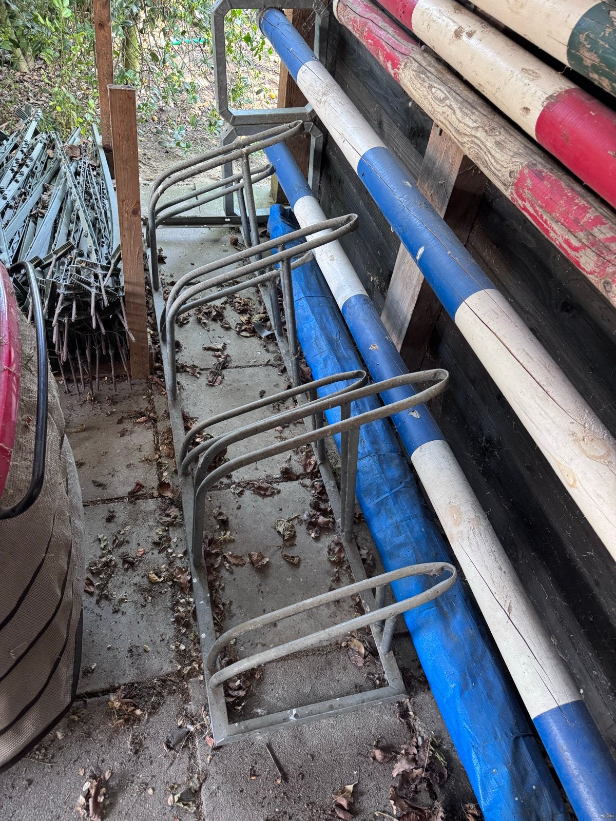 Fietsenrek voor 6 fietsen - 3 hoog, 3 laag, 205cm breed, Ophalen, Gebruikt