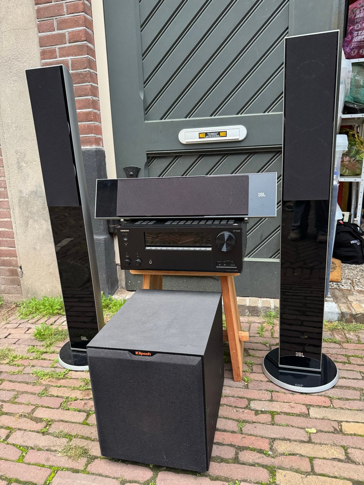 JBL 5.1 Home Cinema Set met Onkyo Receiver en Klipsch Subwoo, Gebruikt, 70 watt of meer, 5.1-systeem, Overige spelers