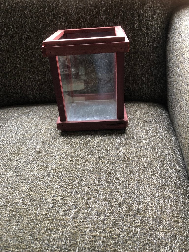 Houten lantaarn met glazen zijden, Ophalen of Verzenden, Gebruikt, Hout
