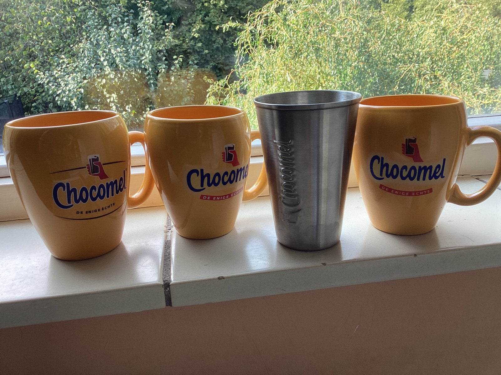 4 chocomel bekers, Verzenden, Zo goed als nieuw, Mok