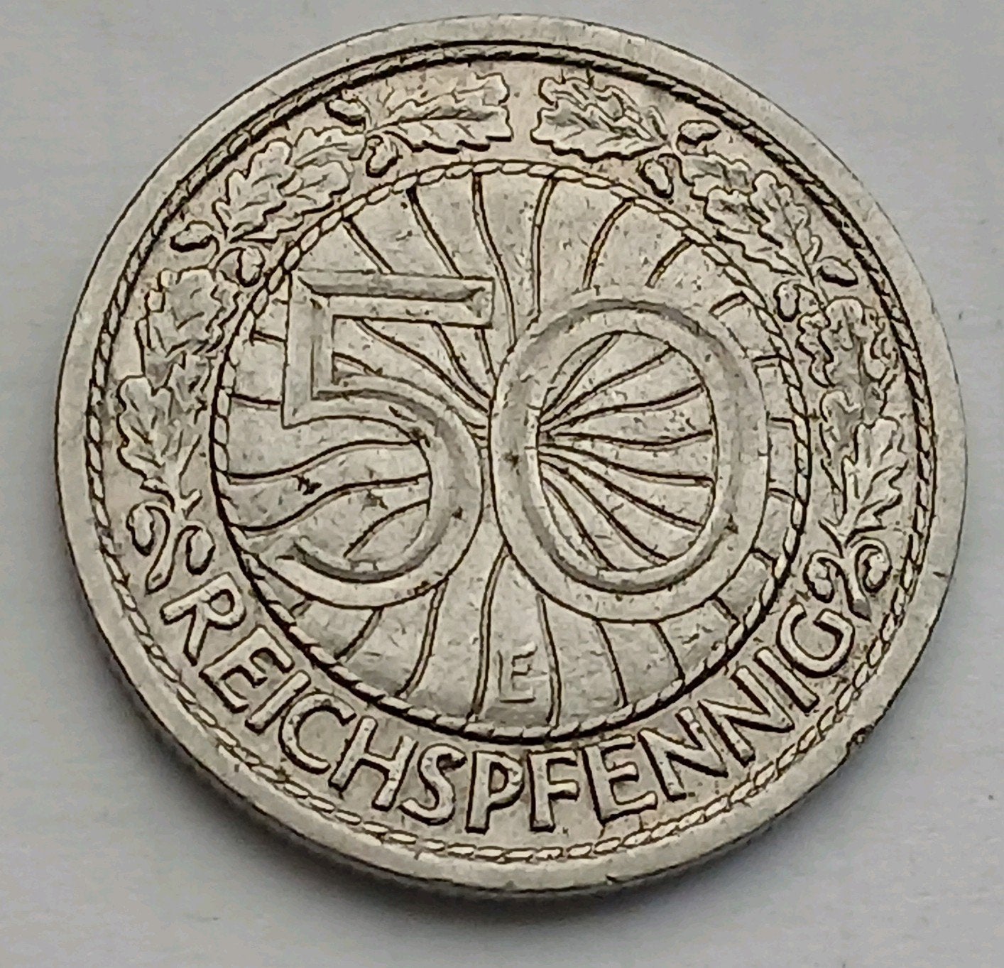 50 Reichspfennig 1928E Duitsland Oude Antieke Munt Weimar, Ophalen of Verzenden