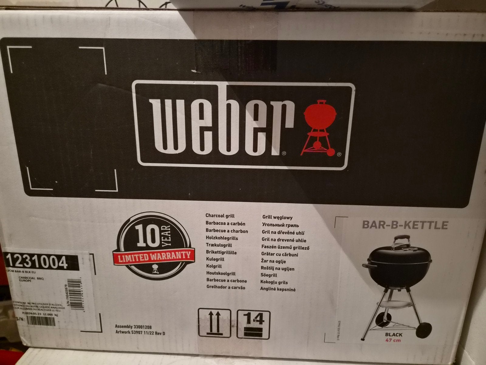Weber Bar-B-Kettle Houtskoolbarbecue 47 cm Zwart, Ophalen of Verzenden, Nieuw, Weber