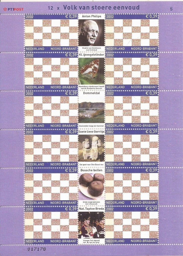 Nederland 2002 Provincievel 5 Noord-Brabant Volk van stoere, Postzegels en Munten, Ophalen of Verzenden, Na 1940, Postfris