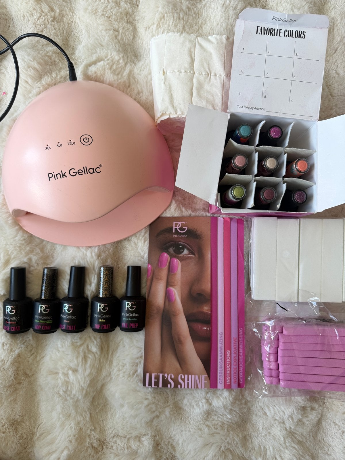 Pink Gellac starterspakket met lamp en 8 kleuren, Ophalen of Verzenden, Zo goed als nieuw, Overige kleuren, Handen en Nagels