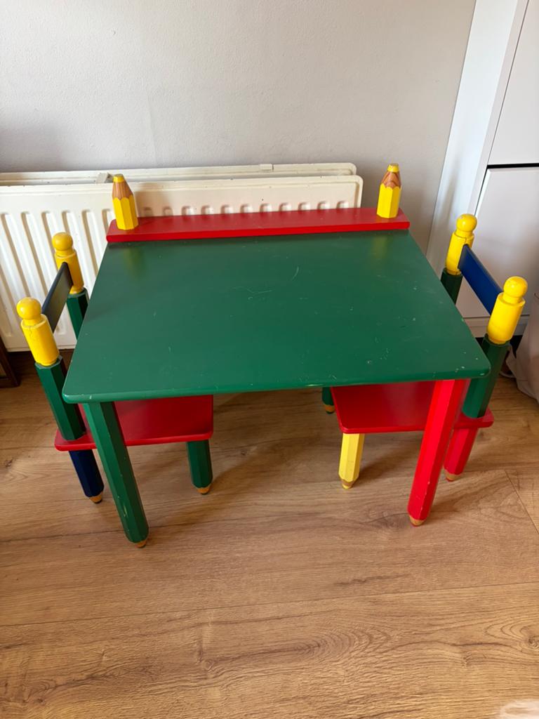 Vintage ikea kinder tafel met stoelen, Ophalen, Gebruikt