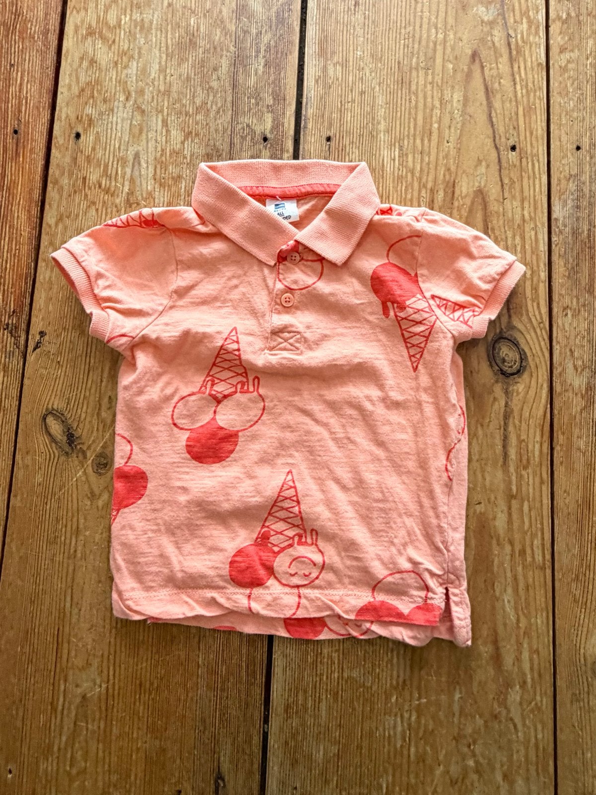 HEMA polo ijsjesprint neon zalmroze maat 86/92, Ophalen of Verzenden, Zo goed als nieuw, Meisje, Shirtje of Longsleeve