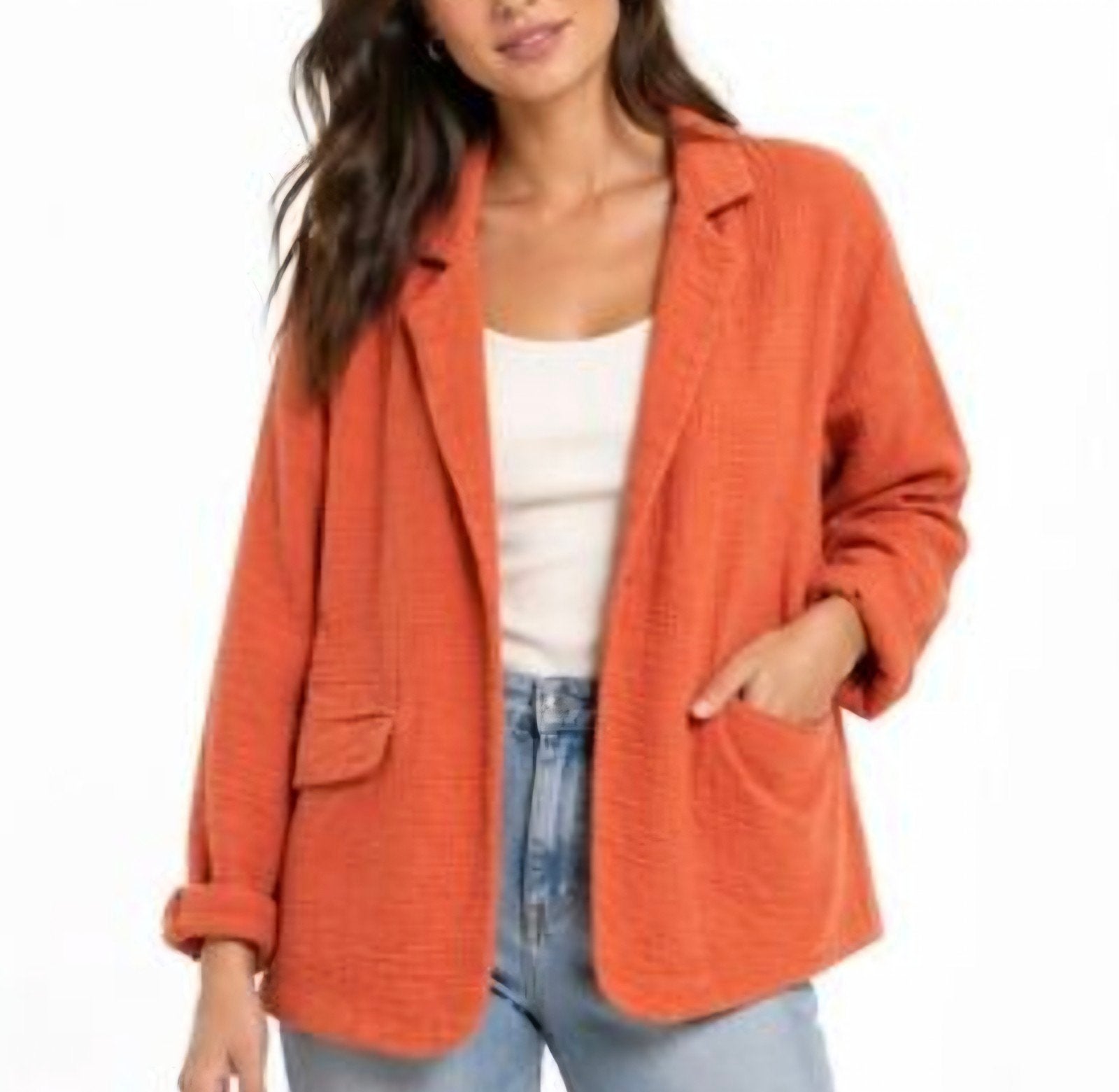 Crêpe katoenen blazer. Maat 36, Stoosh, Verzenden, Oranje, Zo goed als nieuw