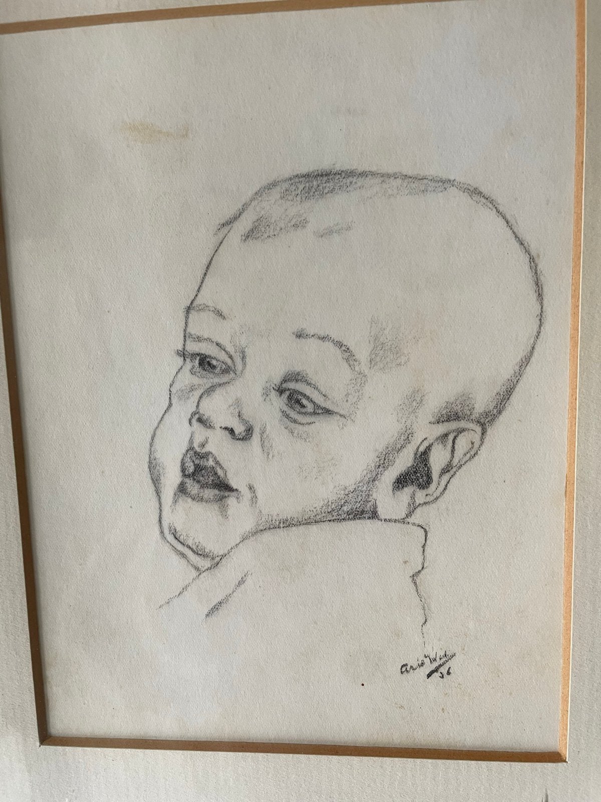 Foto 5 van Unieke gesigneerde tekening Arie Kater (1936) - Babyportret