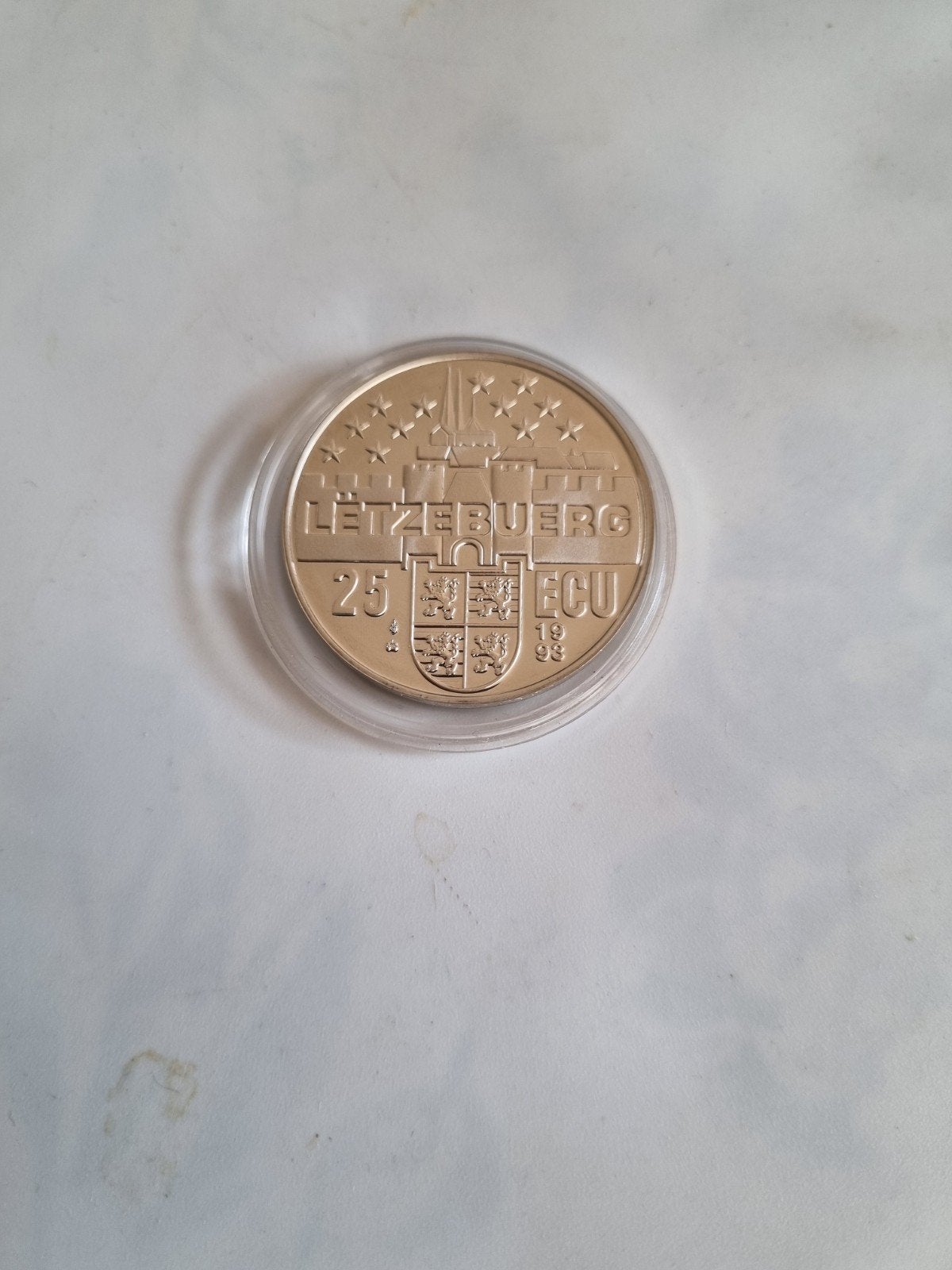 Luxemburg: een zeer mooie UNC zilveren 25 Ecu munt uit 1993., Ophalen of Verzenden, Overige landen, Losse munt, Zilver