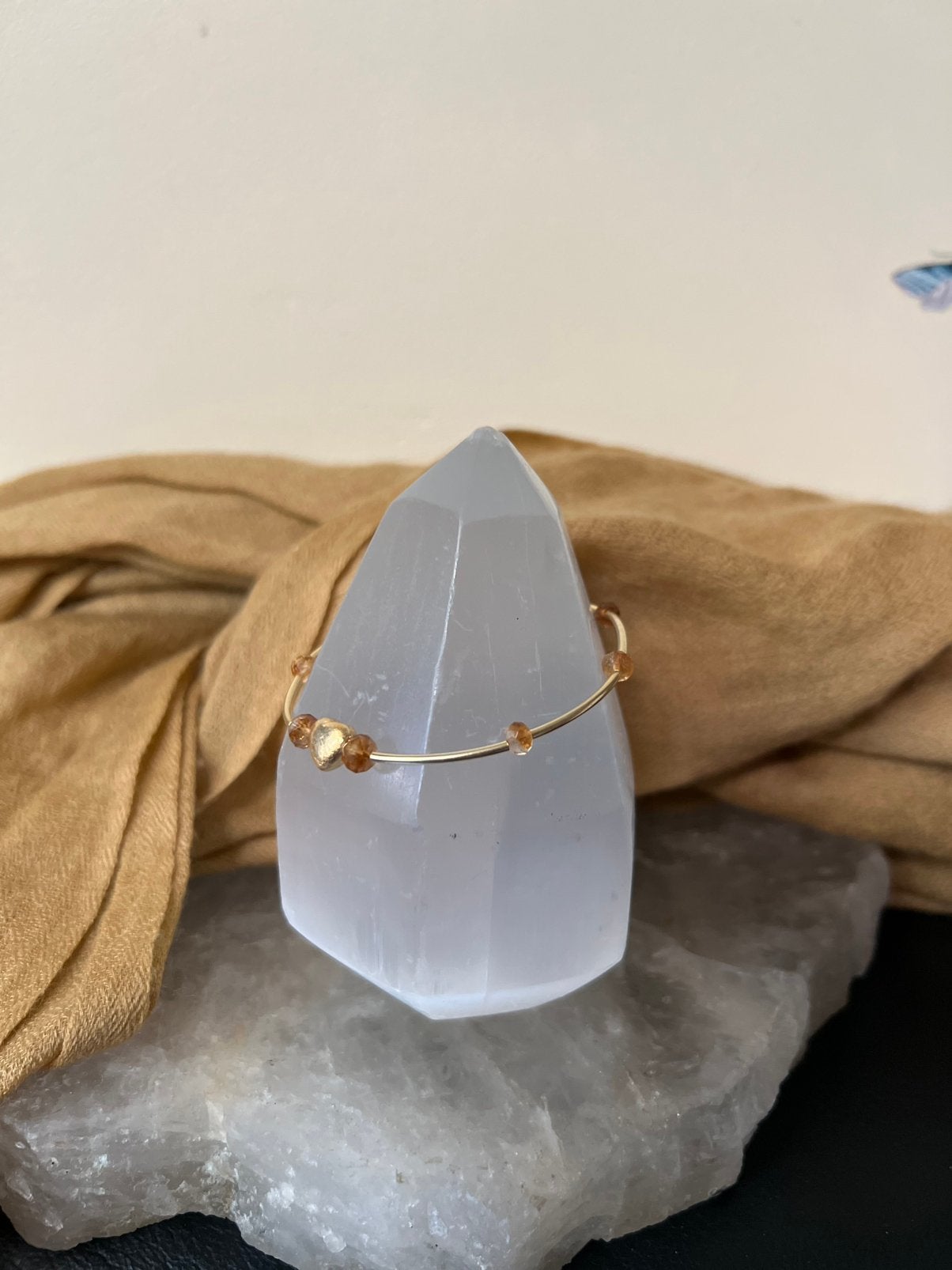 Citrien Madeira zilver geluk vreugde welvaart uniek magie, Met bedels of kralen, Geel, Magnolia11, Nieuw
