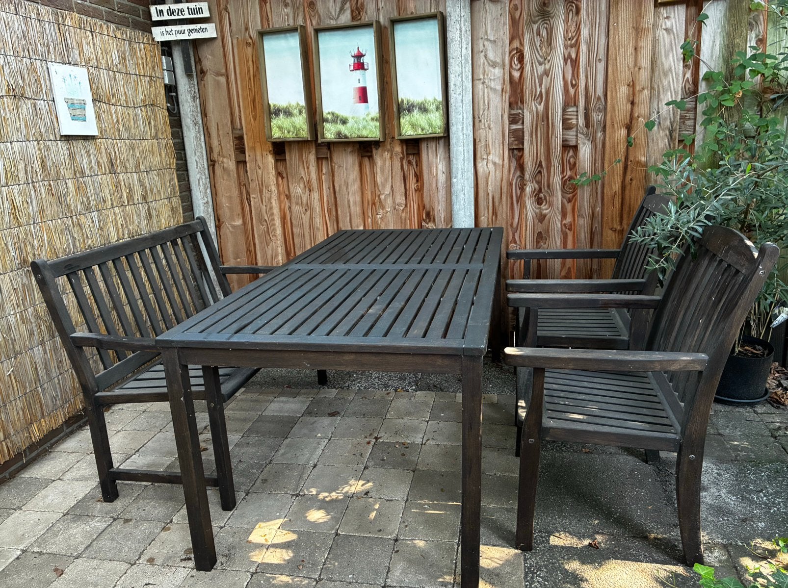 Hardhouten tuinset, Ophalen, 4 zitplaatsen, Bank, Hardhout