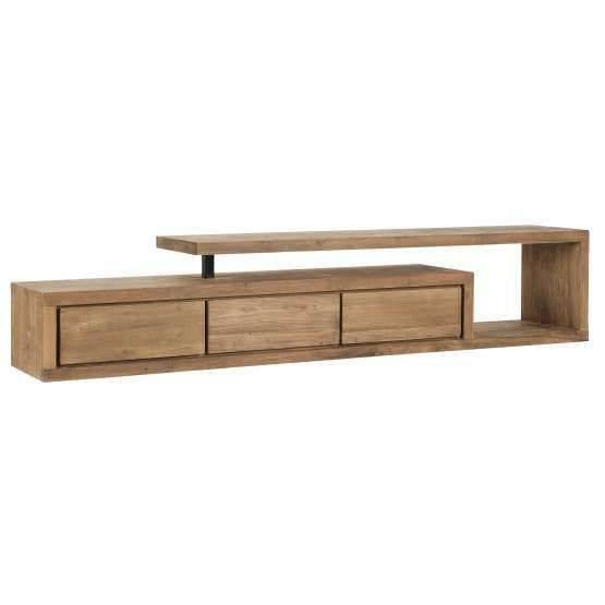 Moderne TV-meubel / dressoir – 225 cm lang, Ophalen, Teakhout, Zo goed als nieuw, 200 cm of meer