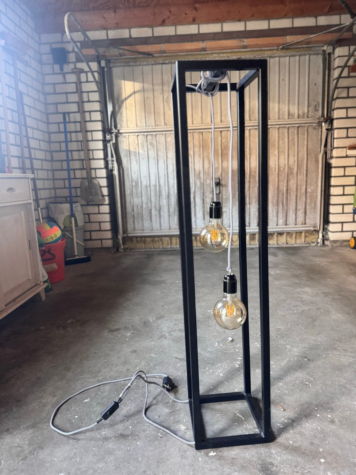 Industriele kamerlamp - Zwart Metaal met Edison Lampen, Ophalen, Gebruikt, 100 tot 150 cm, E27 (groot)