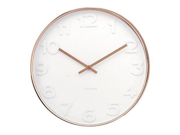 Karlsson wandklok Mr White goudkleurige kast 37,5 cm, Ophalen of Verzenden, Nieuw, Analoog, Wandklok