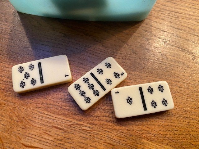 Domino stenen met aan de achterzijde 101 dalmatiners, Ophalen of Verzenden, Zo goed als nieuw
