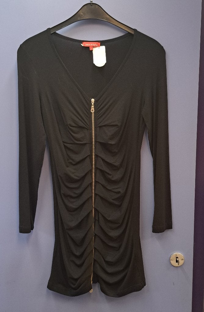 Laura di Sarpi tuniek zwart gerimpeld rits S 38649, ., Zwart, Laura di Sarpi, Ophalen of Verzenden