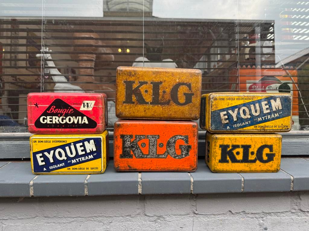 Vintage bougie blikken: KLg, Eyquem, Gergovia, Ophalen of Verzenden