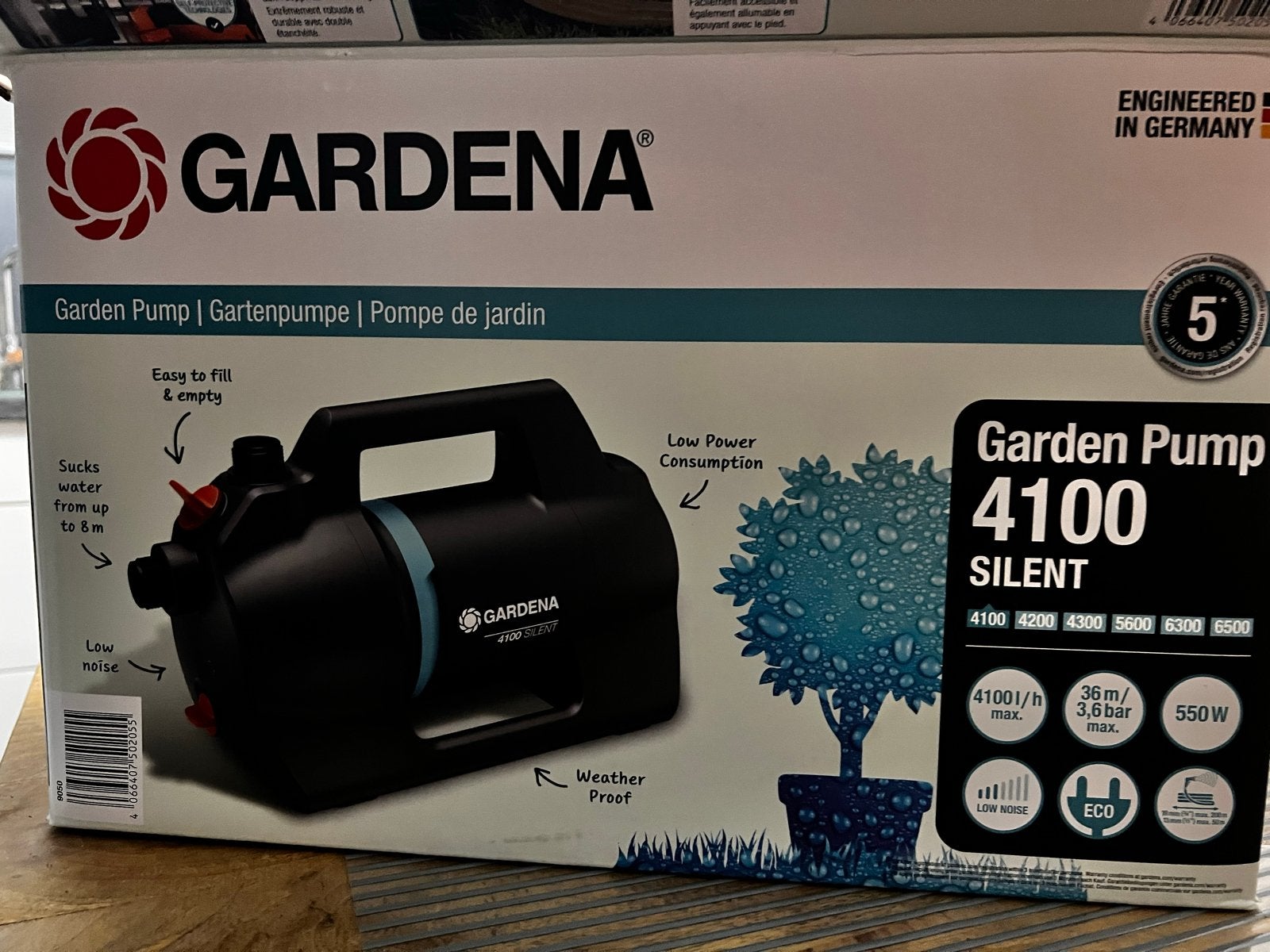 Gardena Garden Pump 4100 Silent - Nieuw in doos, Ophalen of Verzenden, Nieuw, Elektrisch, Besproeiingspomp