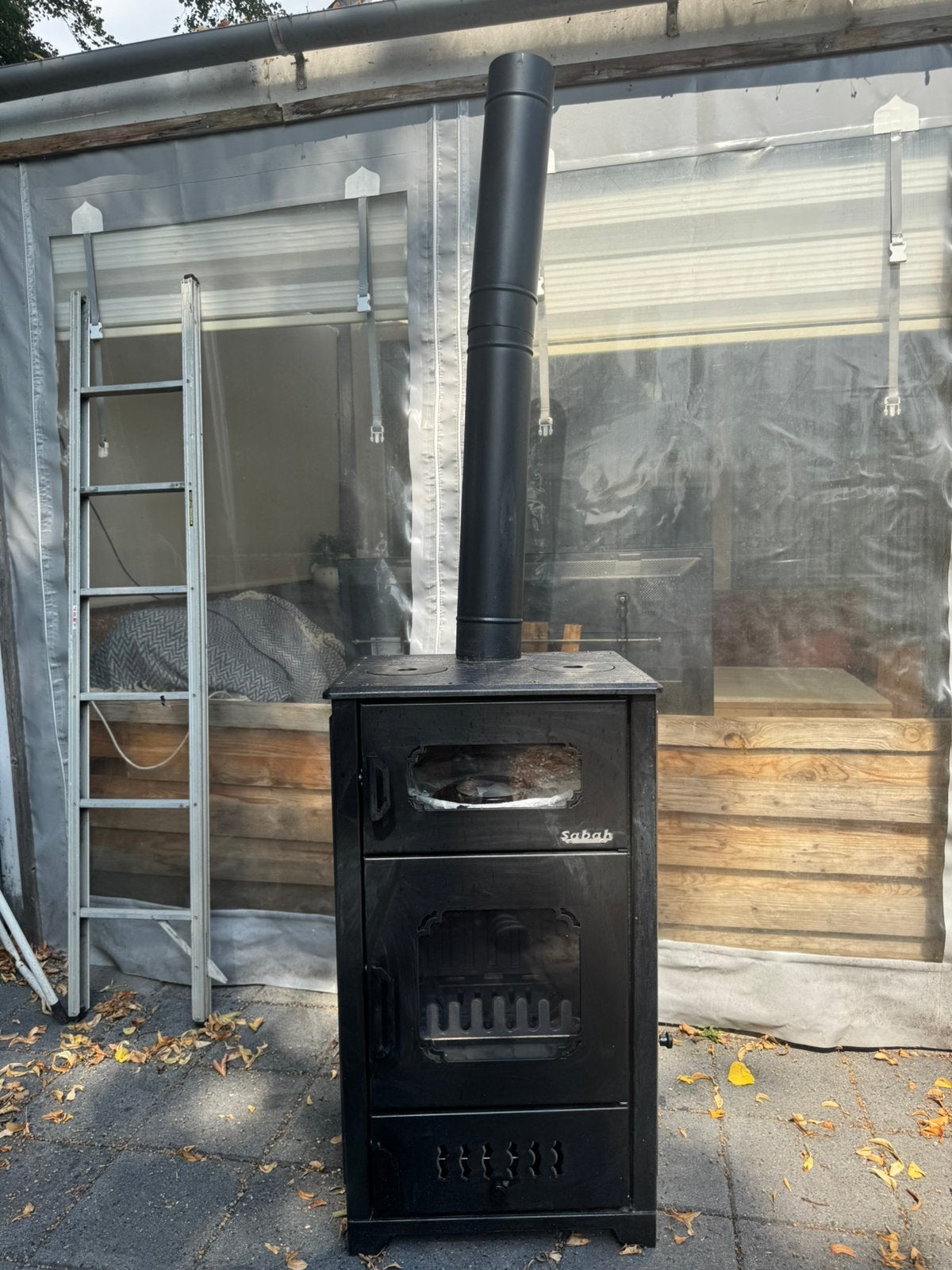 giet ijzer hout/kool kachel met oven, Ophalen, Zo goed als nieuw