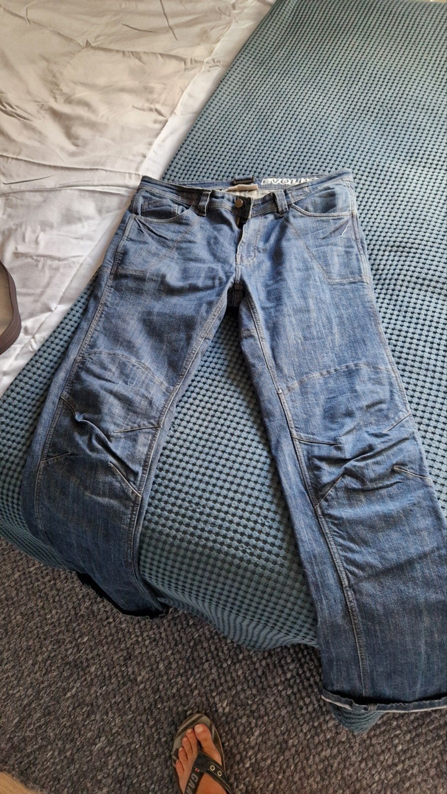 Motorbroek Evolution spijkerbroek met Kevlar met 52, Ophalen, Zo goed als nieuw, Blauw, W36 - W38 (confectie 52/54)