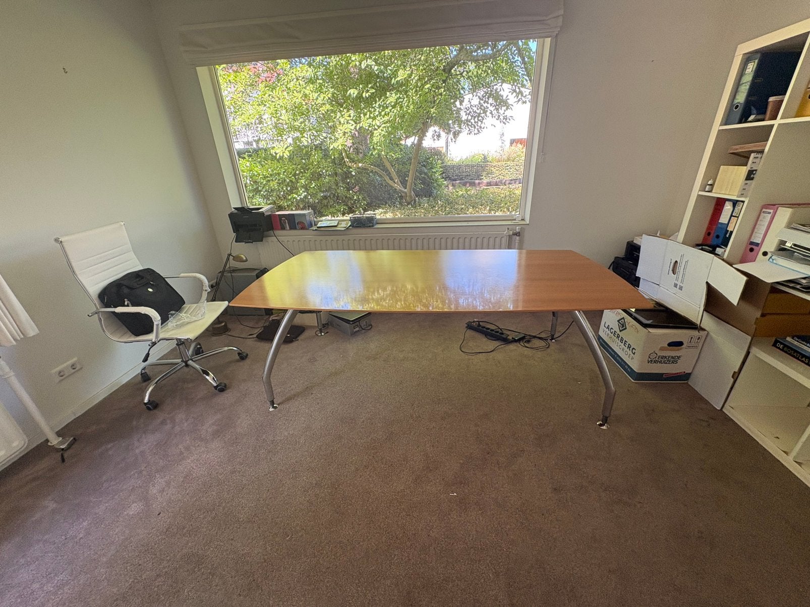 Eettafel (groot) L 210 B 100/110 GRATIS OPHALEN, Ophalen, Directierafel, Gebruikt, 100 tot 150 cm