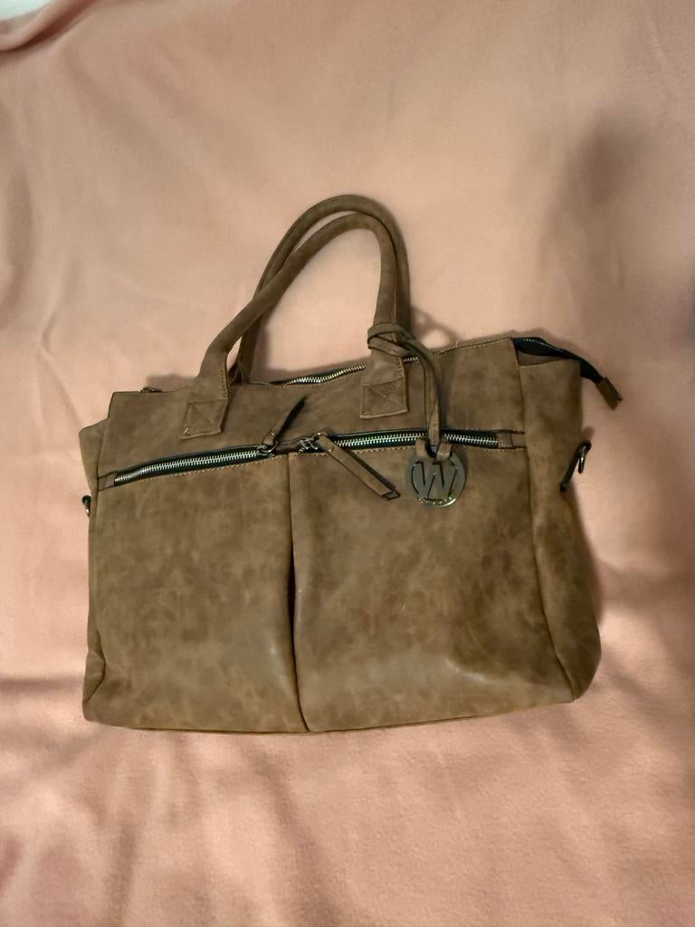 Bruine Wimona laptoptas met ritsen, Ophalen of Verzenden, Gebruikt, Bruin, Handtas