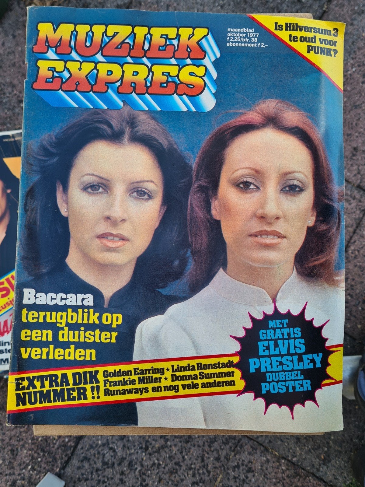 Oude MUZIEK EXPRES uit 1977 poster Elvis, Ophalen of Verzenden, 1960 tot 1980, Nederland, Tijdschrift