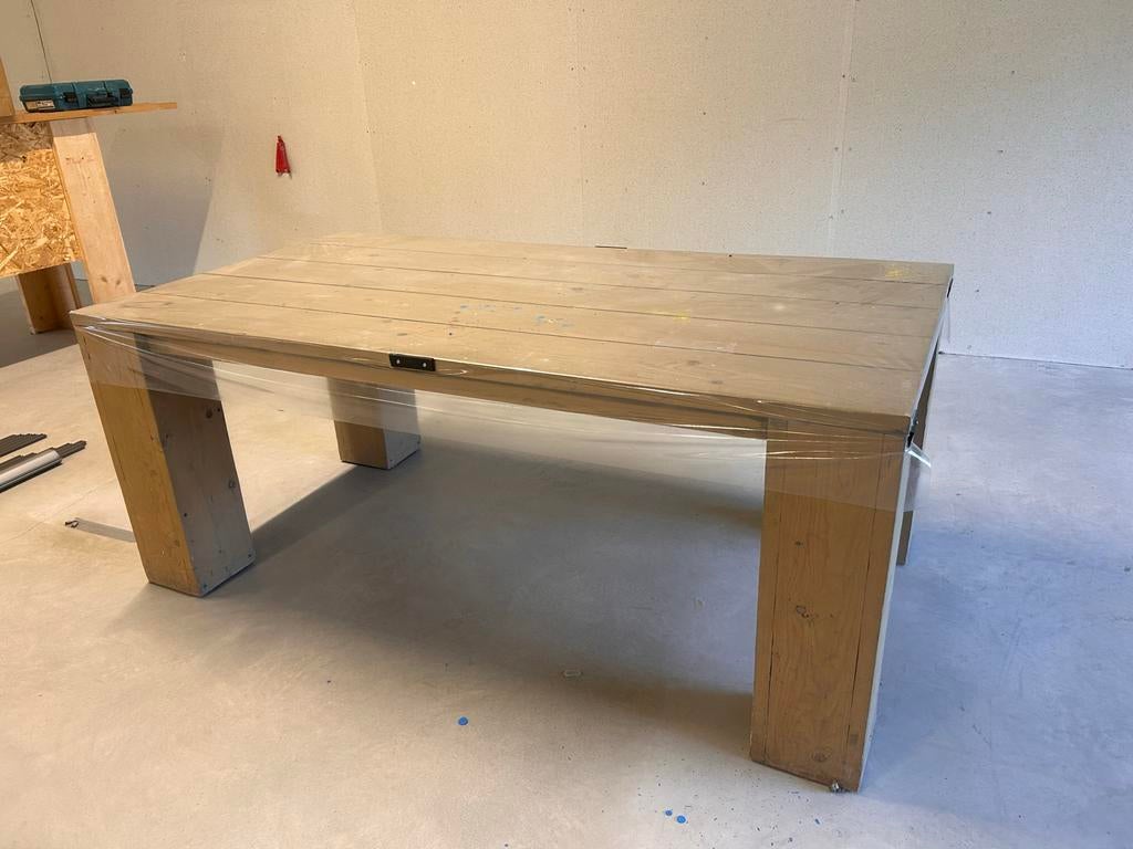 Eettafel stijgerhout 190 x 100 cm met afneembaar zijl, Ophalen, Gebruikt, Onbekend, 50 tot 100 cm