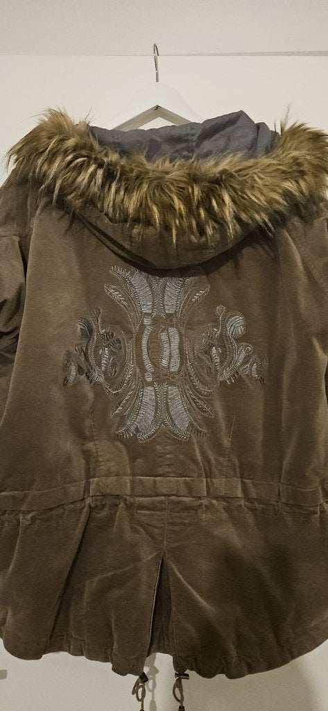 Didi velours oversized jas met bontkraag maat 36 valt als 38, Bruin, Didi, Ophalen of Verzenden, Maat 36 (S)