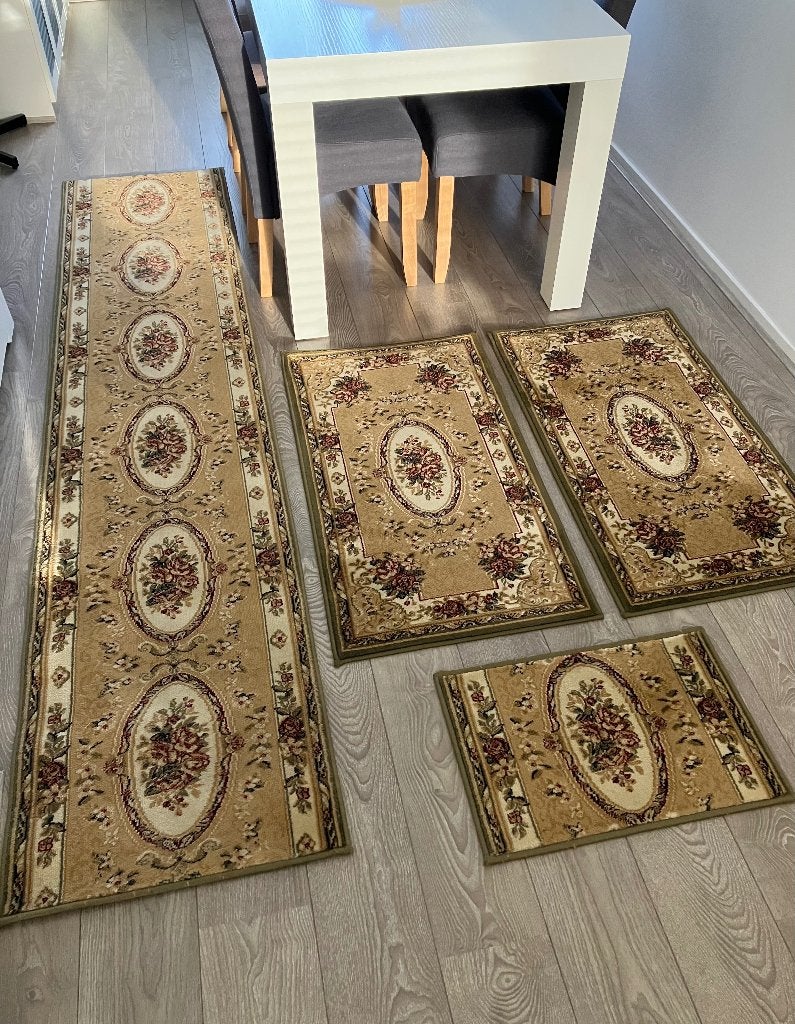 Retro tapijtloper/vloerkleed set, korte pool, Ophalen, Crème, 200 cm of meer, 50 tot 100 cm