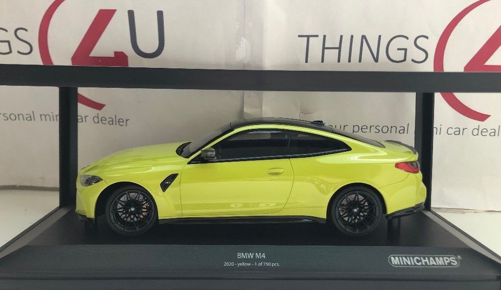 Minichamps 1:18 BMW M4 2020 sao paulo yellow nieuw, Hobby en Vrije tijd, Modelauto's | 1:18, Ophalen of Verzenden, Nieuw, Auto