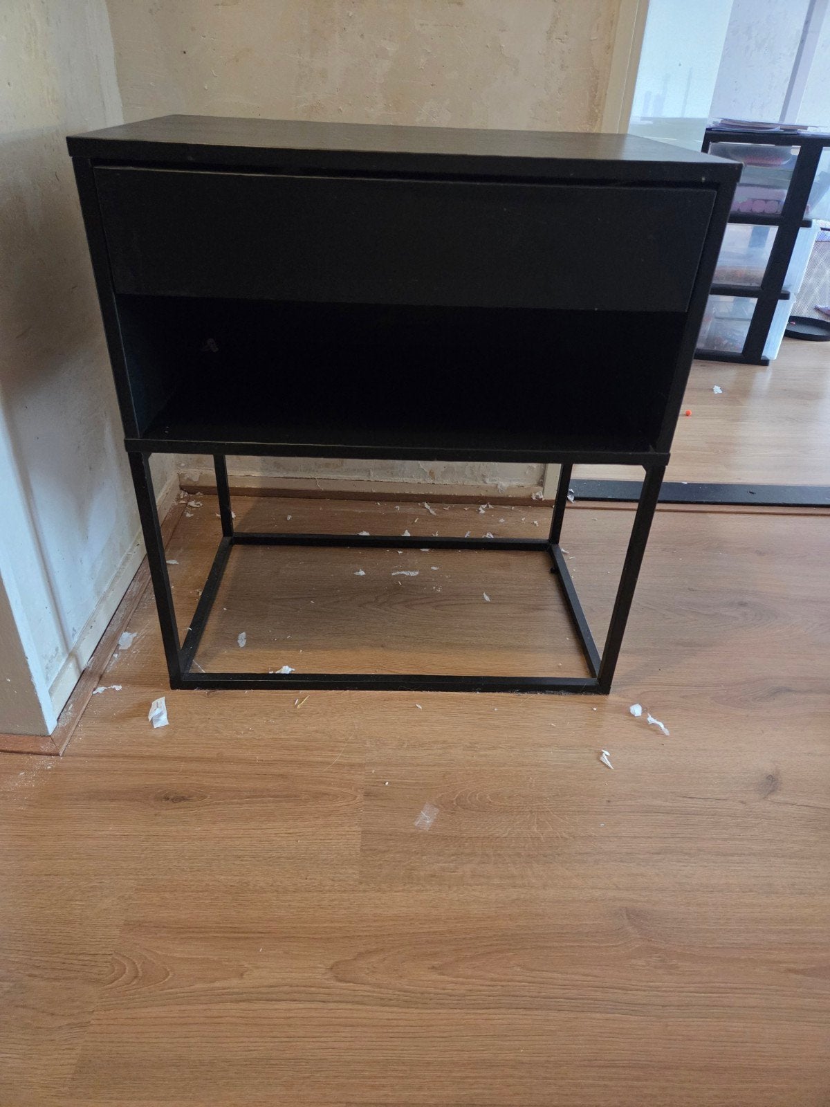 2 zwarte IKEA nachtkastjes met lade, Ophalen, Minder dan 45 cm, 55 tot 70 cm, Zo goed als nieuw