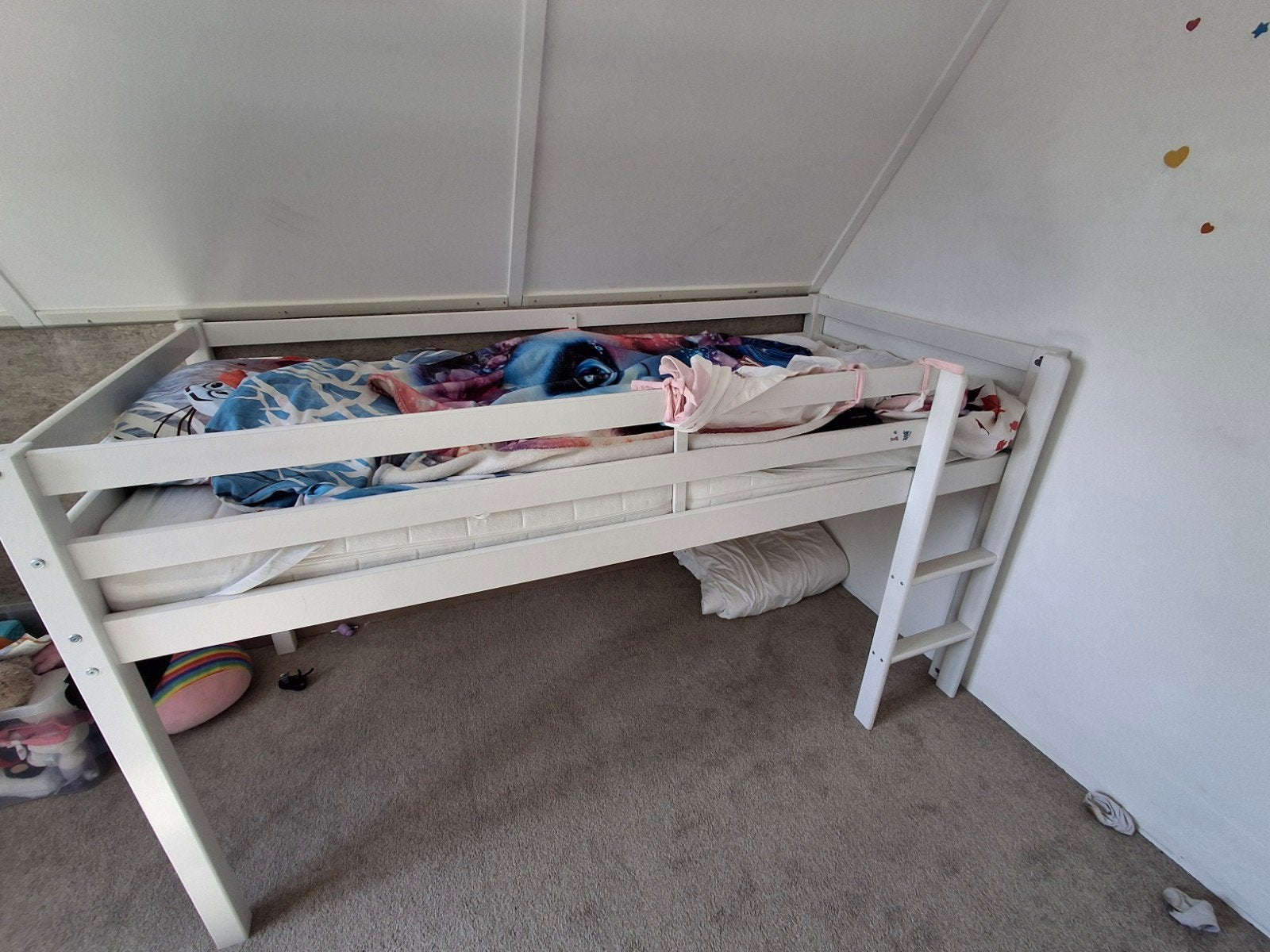 Hoogslaper wit met matras en speeltent, Ophalen, Gebruikt, Eenpersoons, Wit