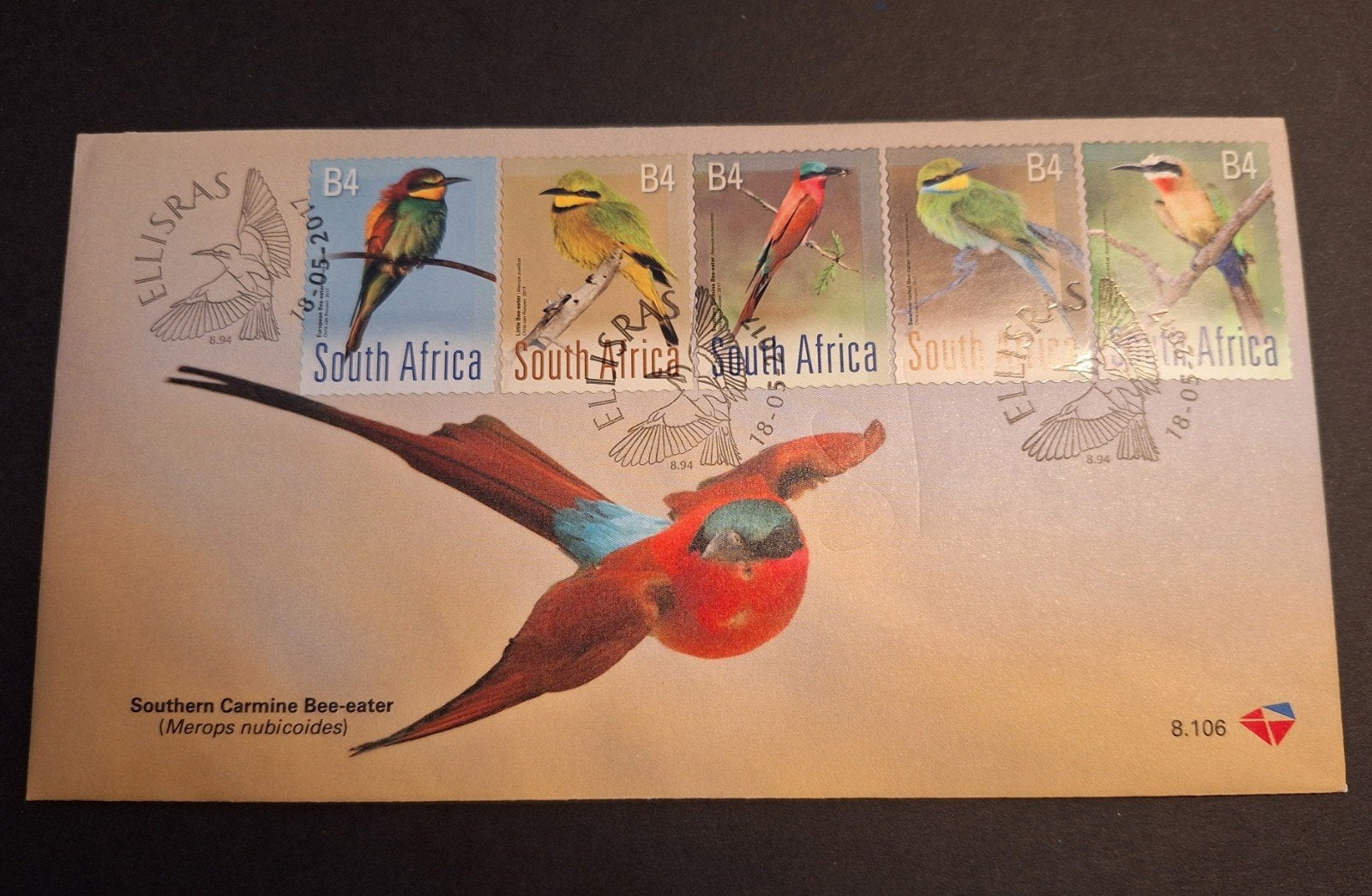2017 ZUID-AFRIKA- Eerste Dag Envelop  vogels - bijeneters, Postzegels en Munten, Ophalen of Verzenden, Zuid-Afrika, Gestempeld