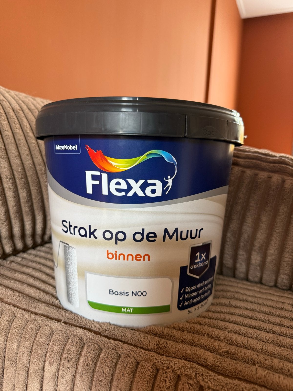 Flexa Strak op de Muur - Warm Spice 5L (ongeopend), Ophalen, 5 tot 10 liter, Nieuw, Oranje
