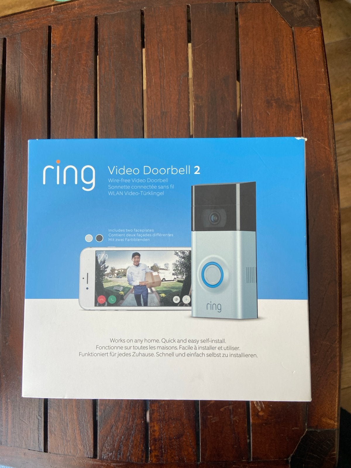 Ring Video Doorbell 2 + Chime - extra bruin front, Ophalen of Verzenden, Bewegingsdetectiesensor, Zo goed als nieuw, Draadloos
