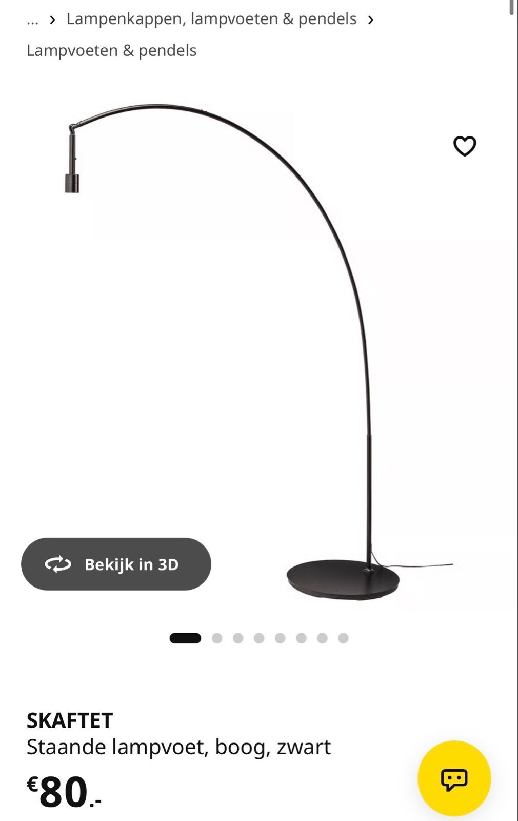 Skaftet Staande Lampvoet, Boog, Zwart, Ophalen, Zo goed als nieuw, Metaal, 150 tot 200 cm