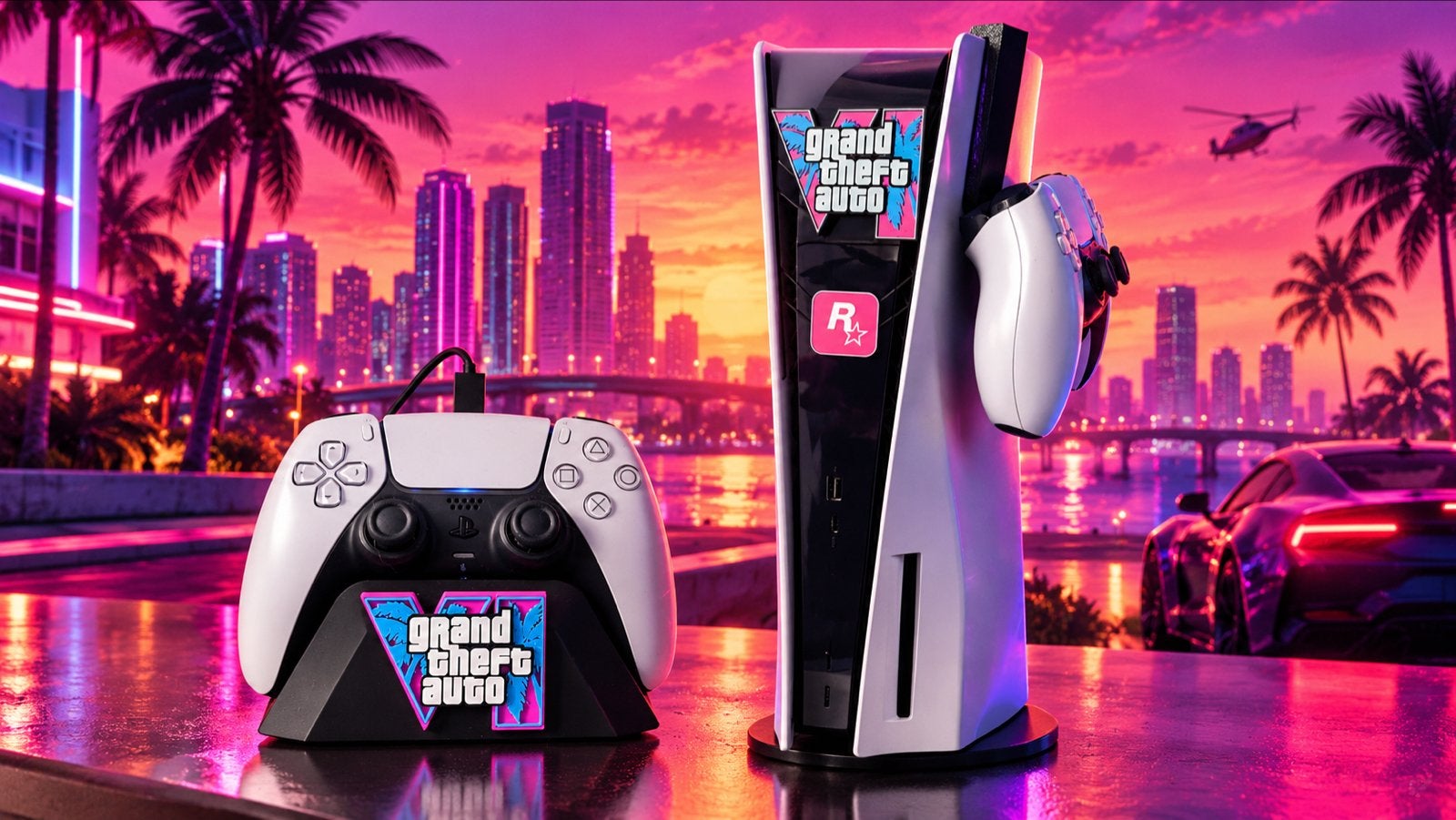 GTAVI PS5 Controller Houders & Console decoratie set, Ophalen of Verzenden, Nieuw, Overige typen, PlayStation 5